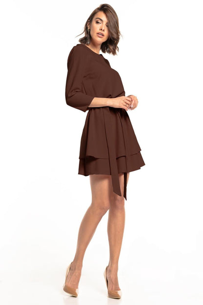Fallon – Dames minijurk met dubbele rok en ceintuur – Polyester – Lente / Zomer