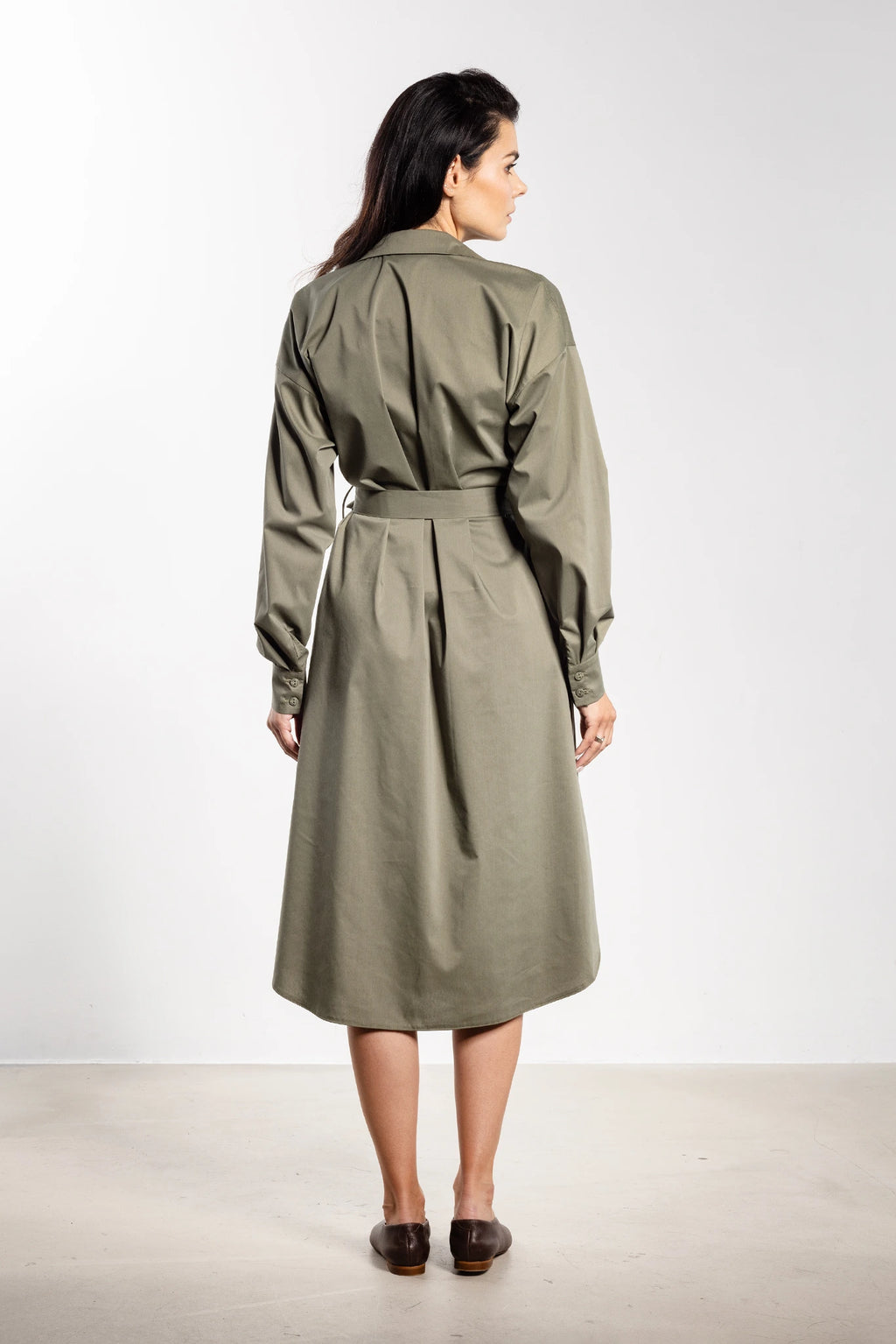 Lourles - Comfortabele dames midi-jurk met lange mouwen - Katoenmix - Lente / Zomer