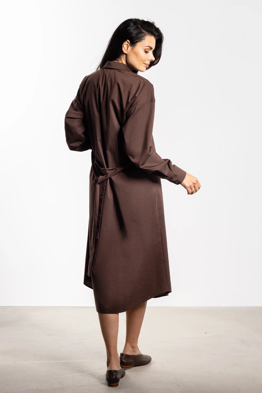 Lourles - Comfortabele dames midi-jurk met lange mouwen - Katoenmix - Lente / Zomer