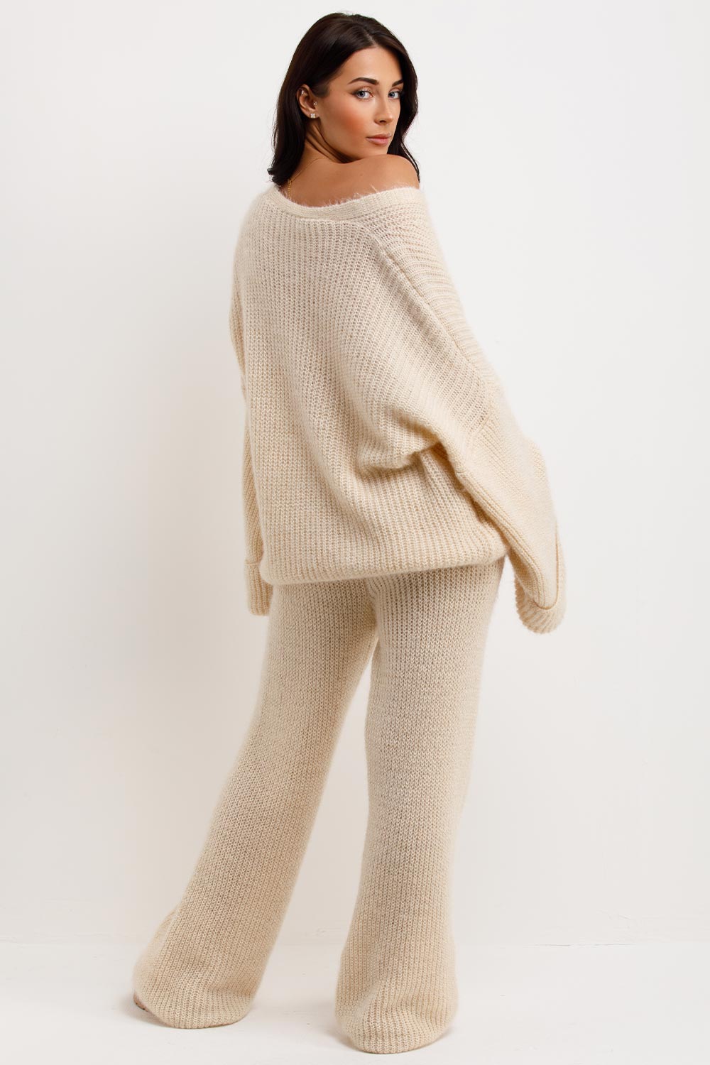 Daisy – Gebreide - dames - lounge set met cardigan en broek – Wolmix-Look - Lente / Herfst