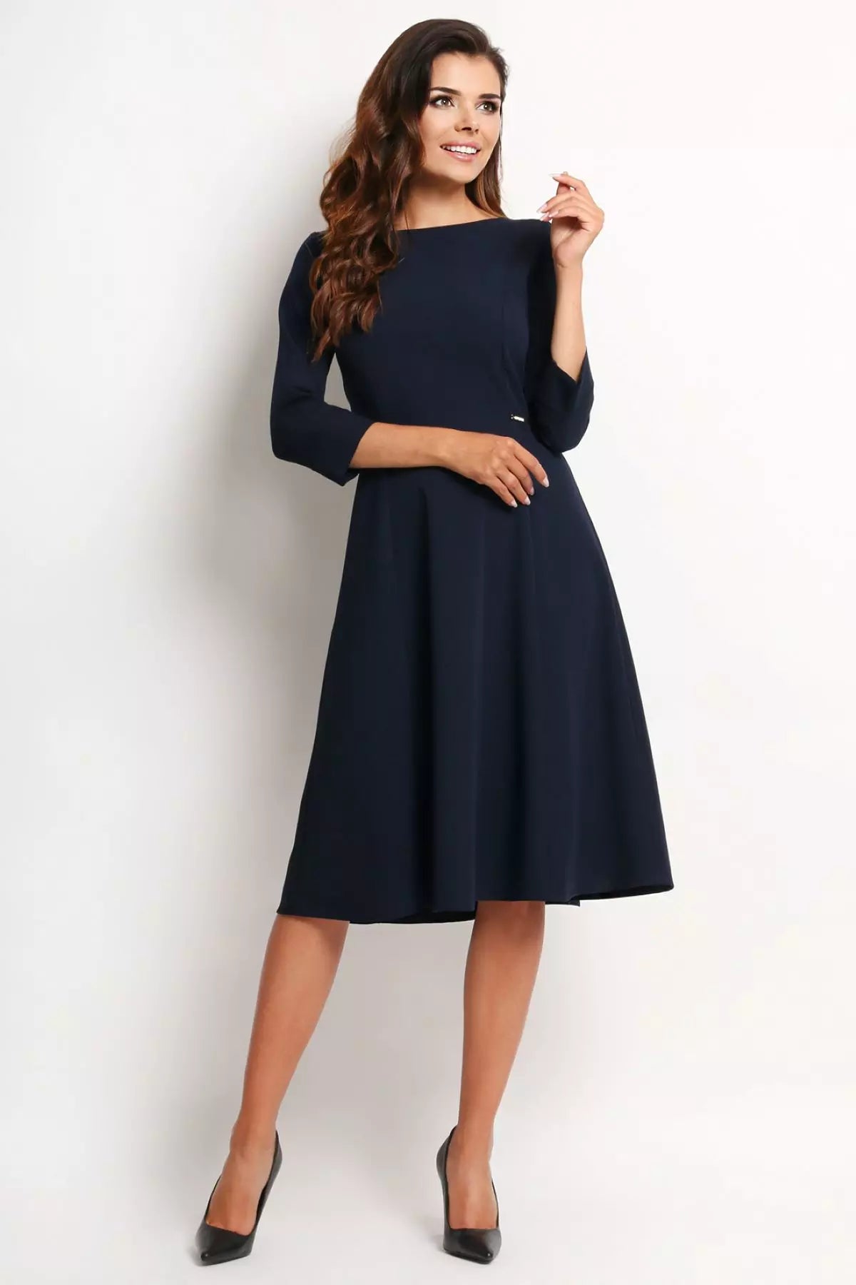 Nuria - Elegante midi-jurk voor dames met boothals -  Polyester - Lente / Zomer