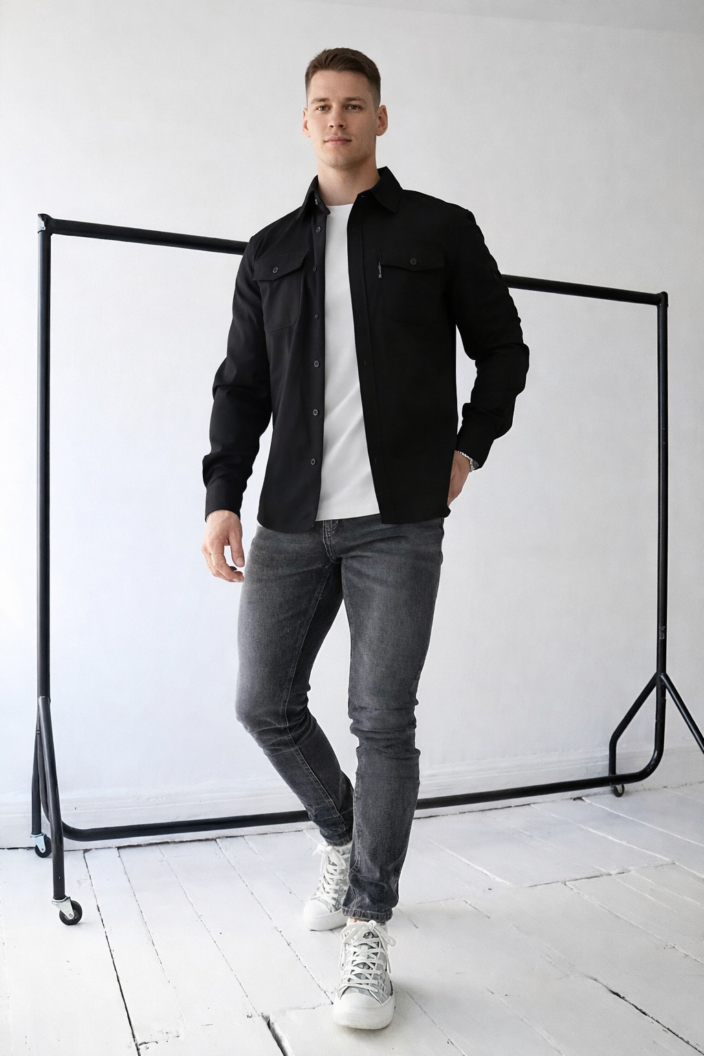 August - Heren overshirt met Stijlvolle Pasvorm - Katoenmix - lente / Zomer