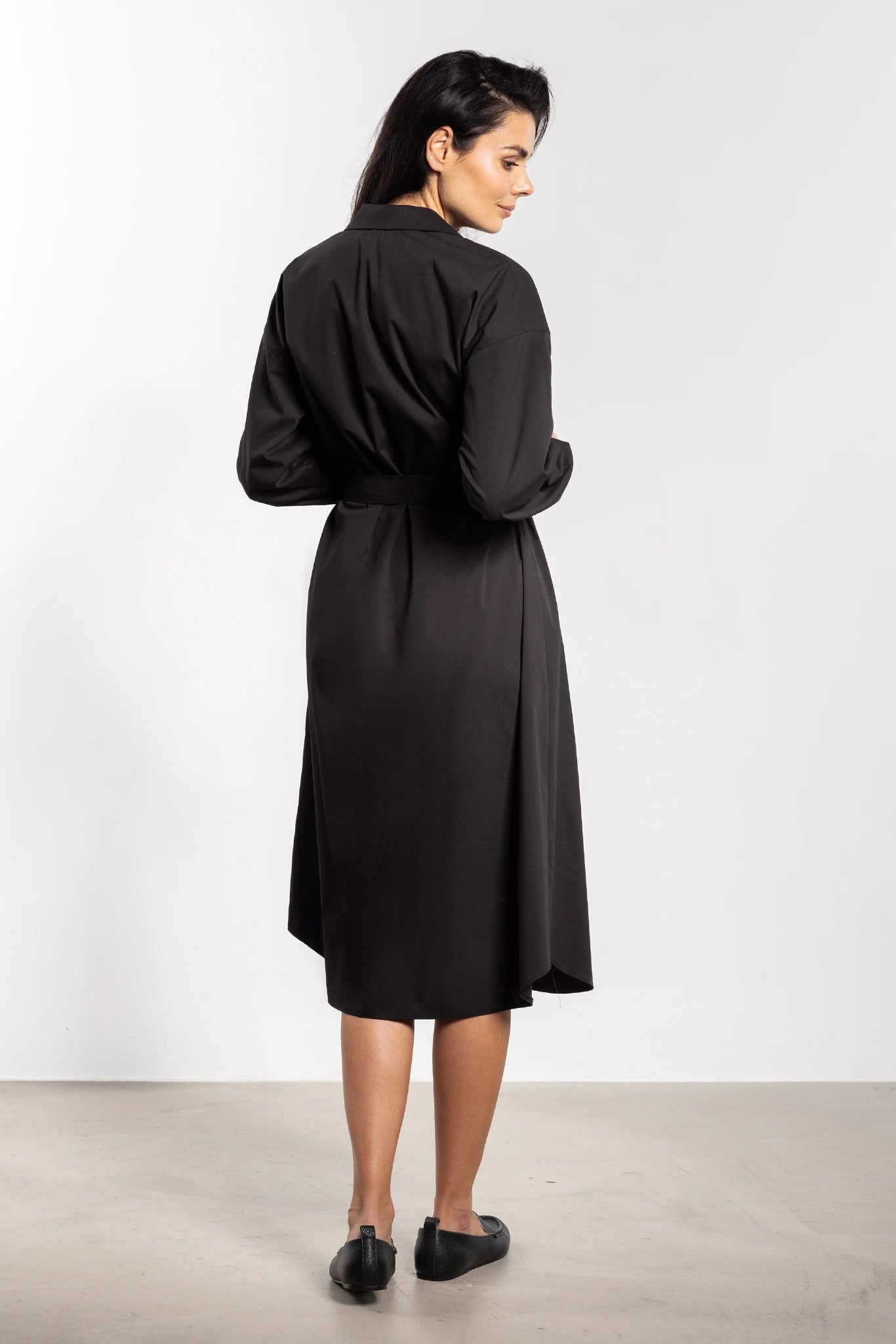 Lourles - Comfortabele dames midi-jurk met lange mouwen - Katoenmix - Lente / Zomer