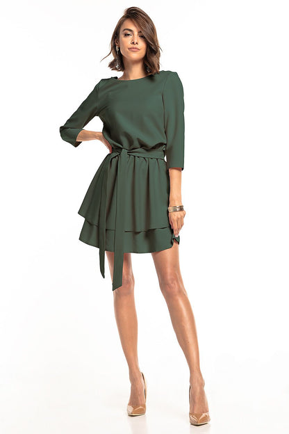 Fallon – Dames minijurk met dubbele rok en ceintuur – Polyester – Lente / Zomer