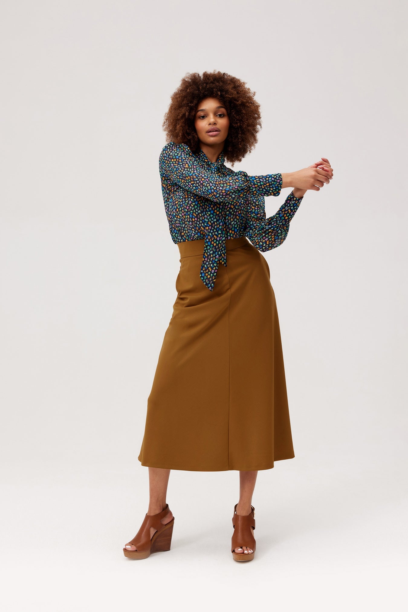 Amaya – Dames A-lijn rok met hoge taille – Polymix - Zomer / Herfst / Lente