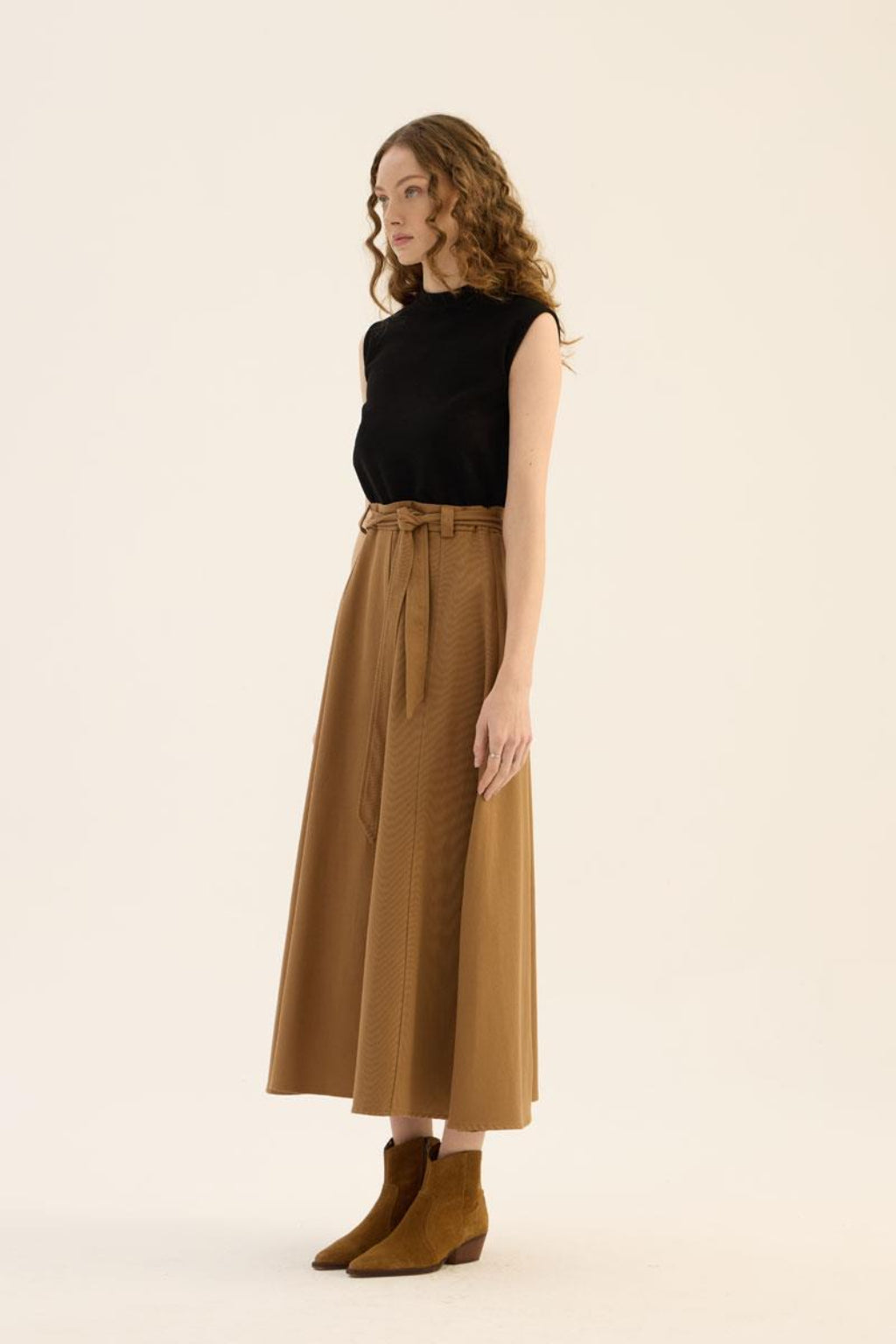 Gema – Dames A-lijn maxi rok met hoge taille – Linnenmix – Lente / Zomer