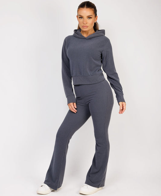 Jailey – Geribbelde loungewear dames  set met hoodie – Alle seizoenen