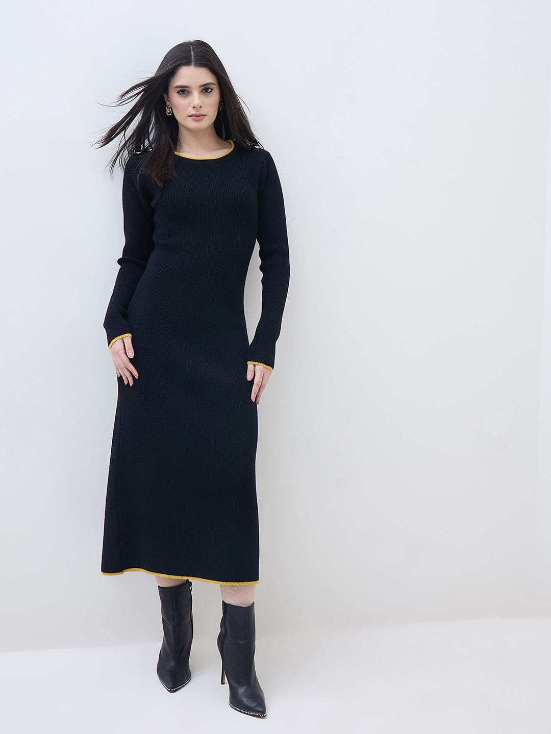 Eveline - Maxi jurk met rechte hals en uitlopende mouwen voor dames - Polyester - Lente /  Zomer / Herfst