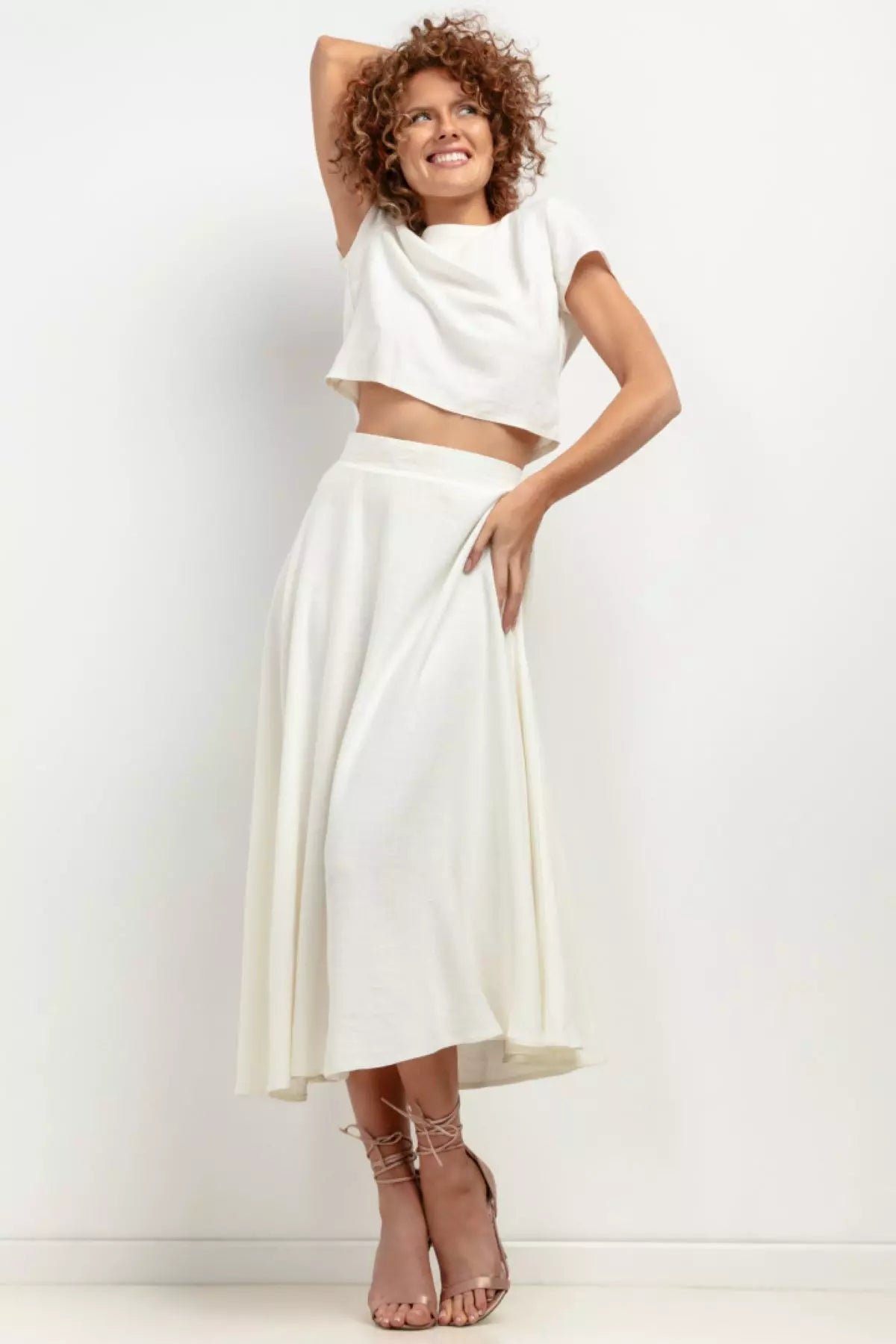 Catharina - Comfortabele dames set met t-shirt en rok - Linnenmix - Lente / Zomer