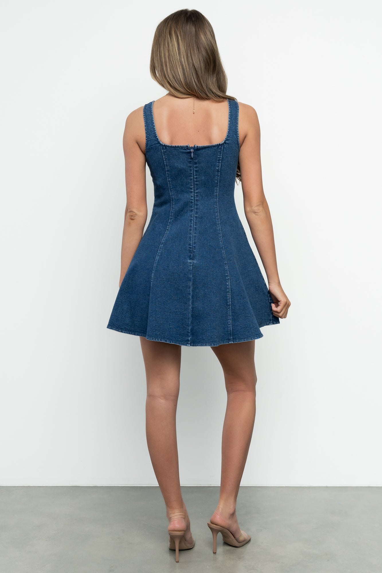 Barbara – Dames denim mini jurk – Katoenmix – Lente / Zomer