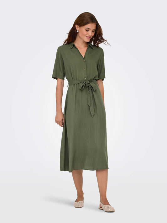 Katja - Dames midi-jurk - Polymix - Lente / Zomer