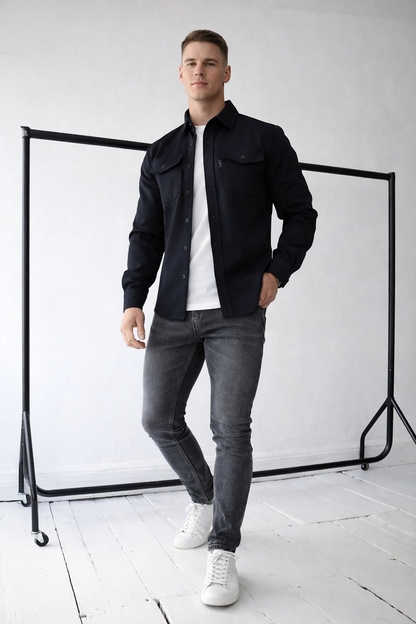 August - Heren overshirt met Stijlvolle Pasvorm - Katoenmix - lente / Zomer