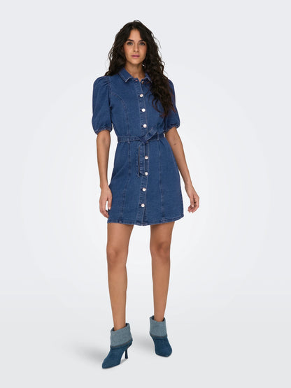 Lise – Korte dames denimjurk – Katoen – Lente / Zomer
