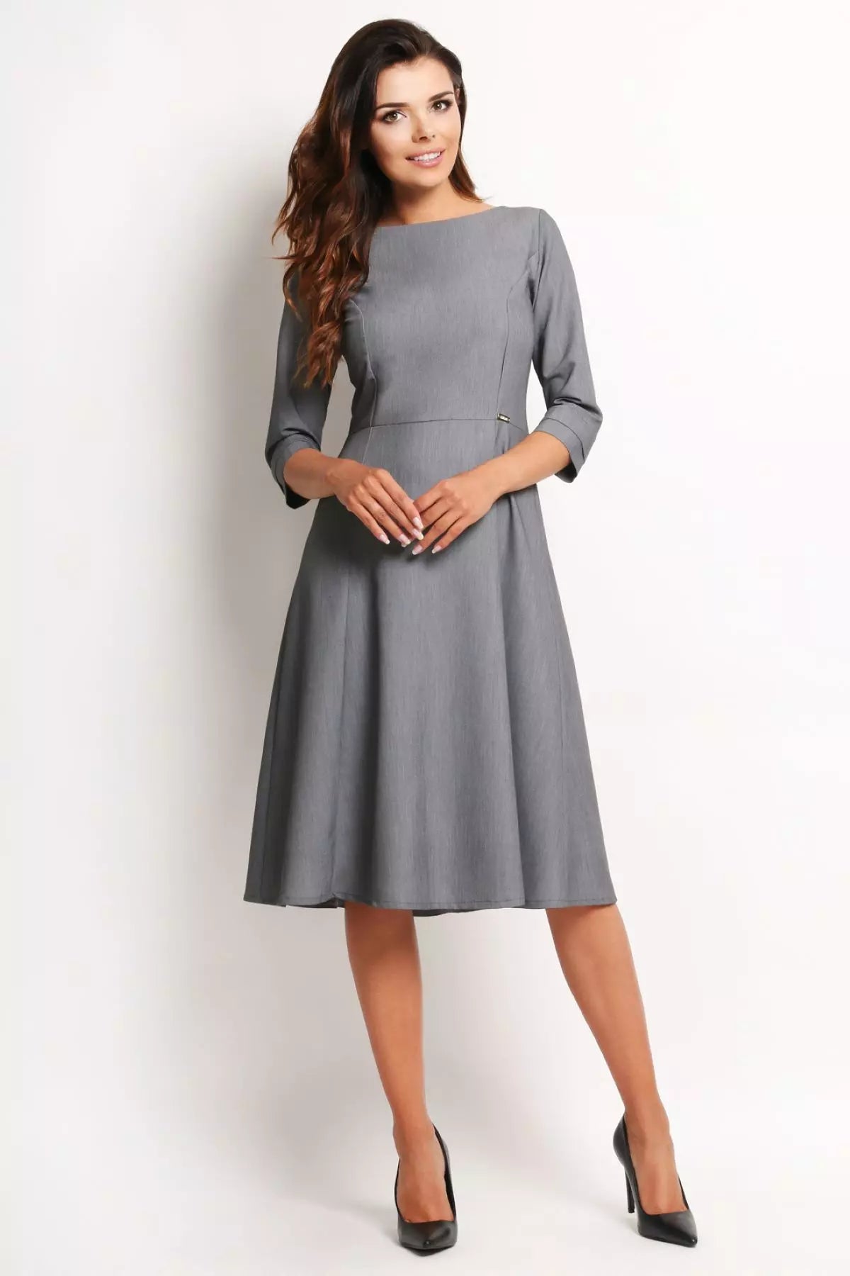 Nuria - Elegante midi-jurk voor dames met boothals -  Polyester - Lente / Zomer