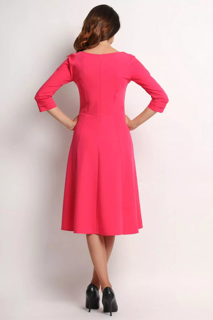 Nuria - Elegante midi-jurk voor dames met boothals -  Polyester - Lente / Zomer