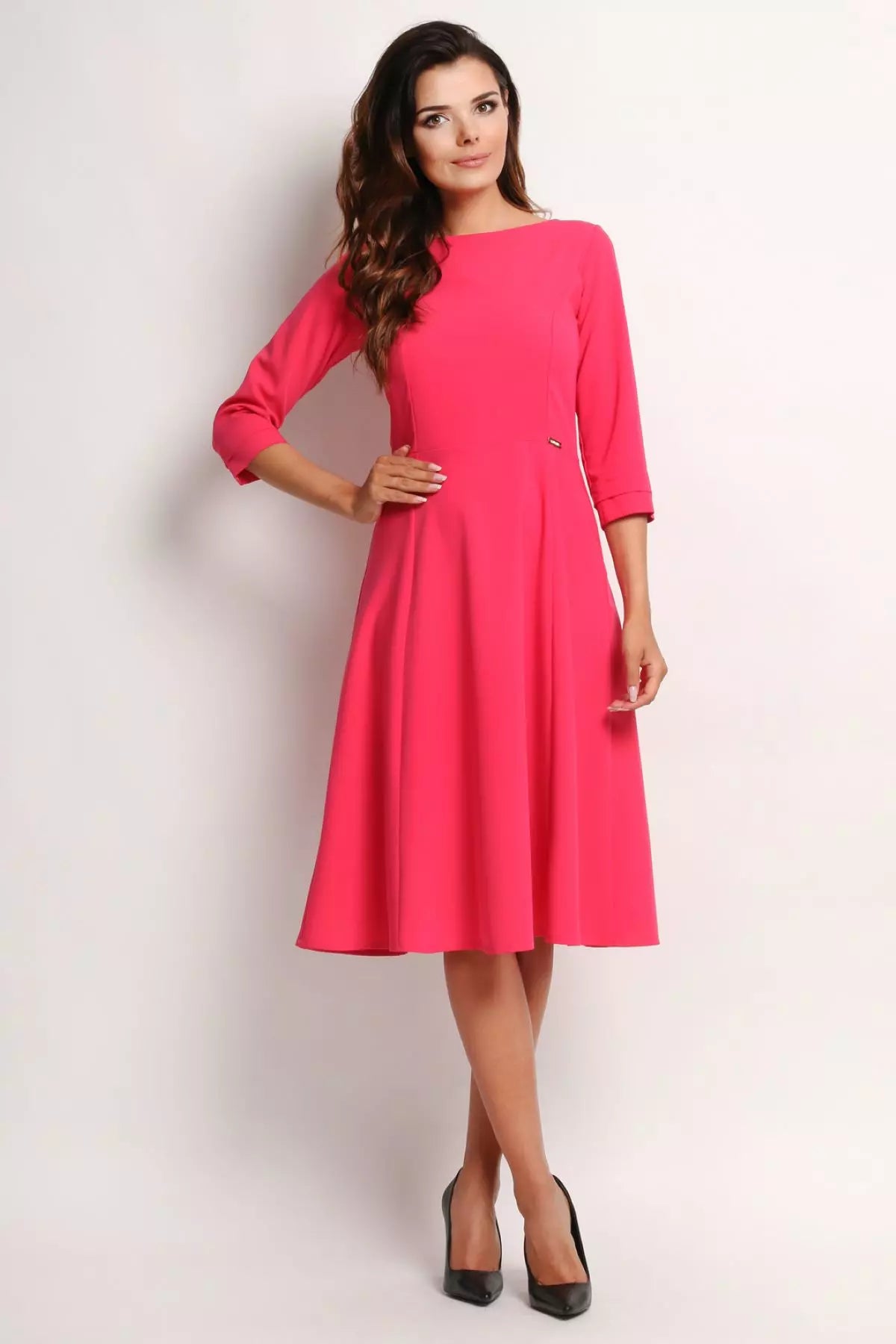 Nuria - Elegante midi-jurk voor dames met boothals -  Polyester - Lente / Zomer