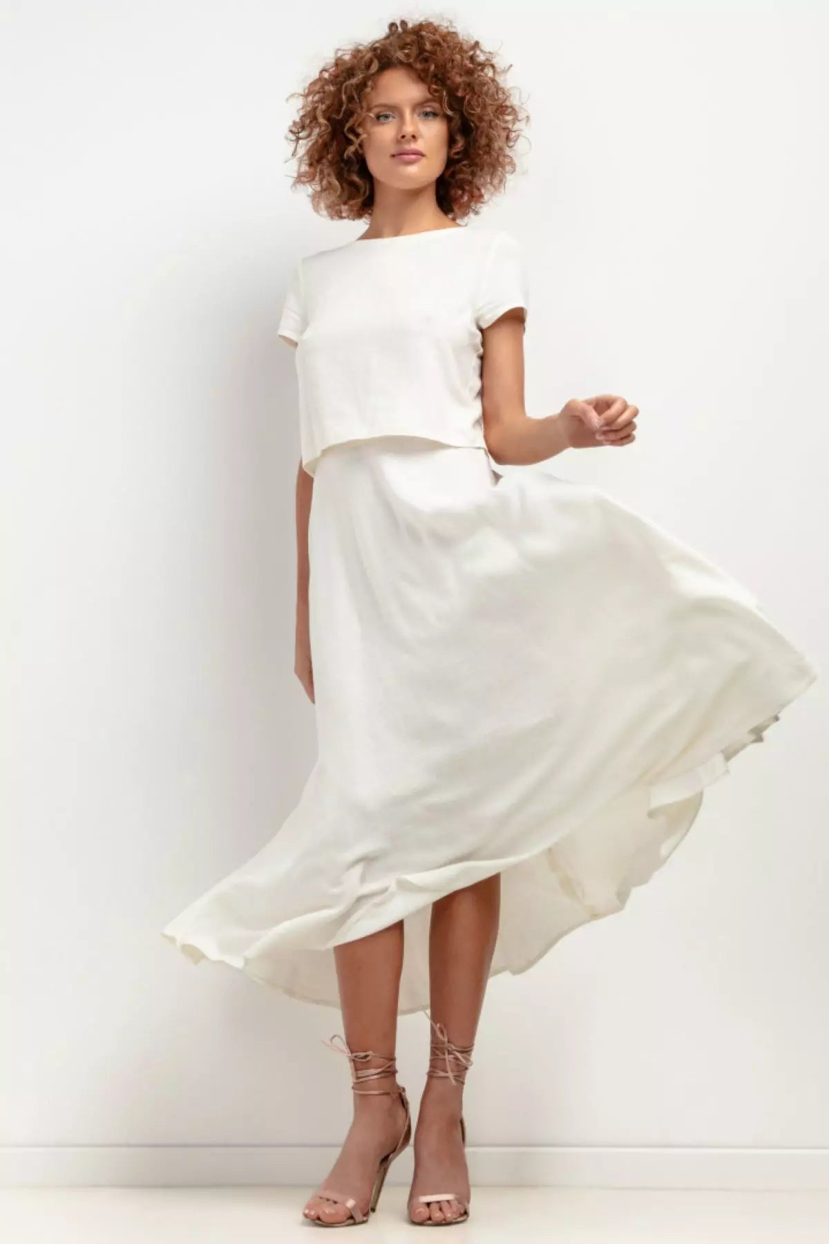 Catharina - Comfortabele dames set met t-shirt en rok - Linnenmix - Lente / Zomer