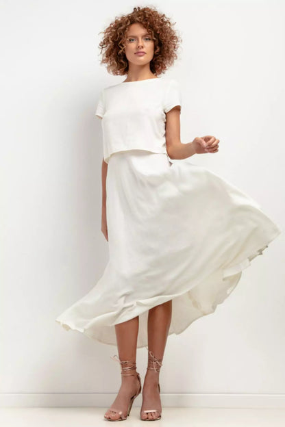 Catharina - Comfortabele dames set met t-shirt en rok - Linnenmix - Lente / Zomer