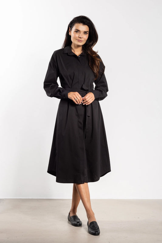 Lourles - Comfortabele dames midi-jurk met lange mouwen - Katoenmix - Lente / Zomer