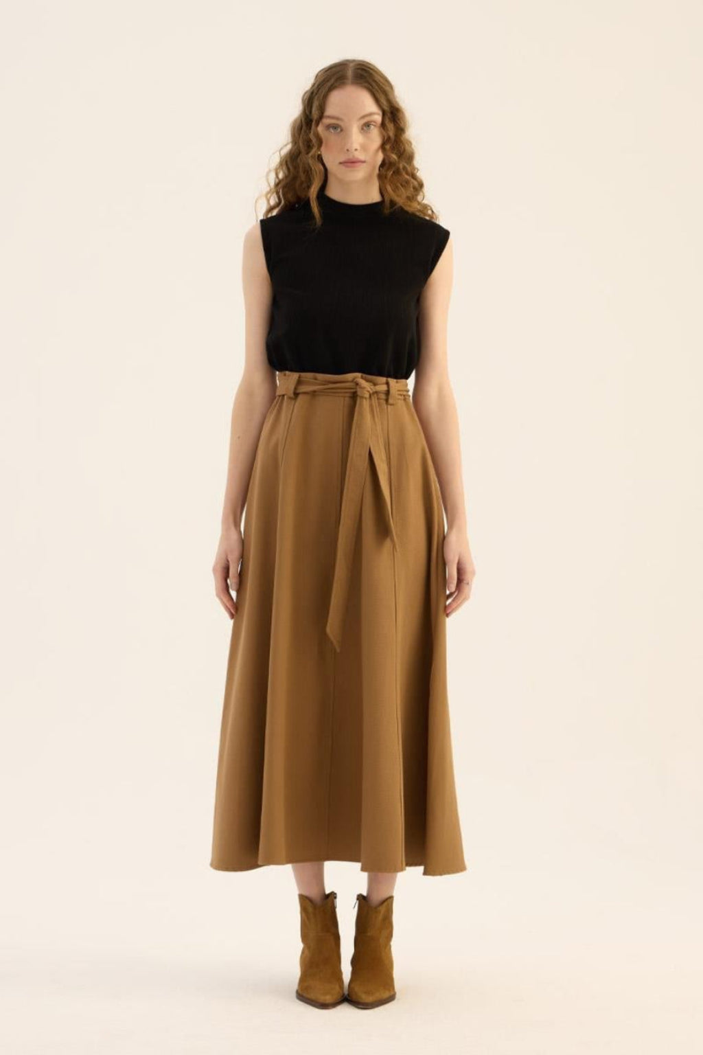 Gema – Dames A-lijn maxi rok met hoge taille – Linnenmix – Lente / Zomer