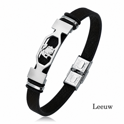 Kosmo – 12 Sterrenbeelden Heren Armband – PU Leer & RVS – Zelf Verstelbaar