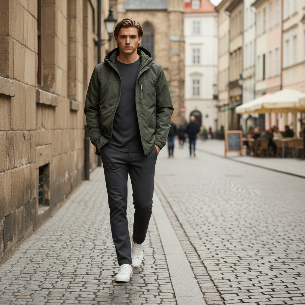 Guido – Heren regenjas met capuchon - Polyester – Herfst / Lente