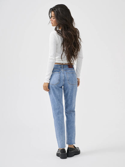 Evelien - Dames hoge taille jeans – Rechte pasvorm – Katoen – Lente / Zomer