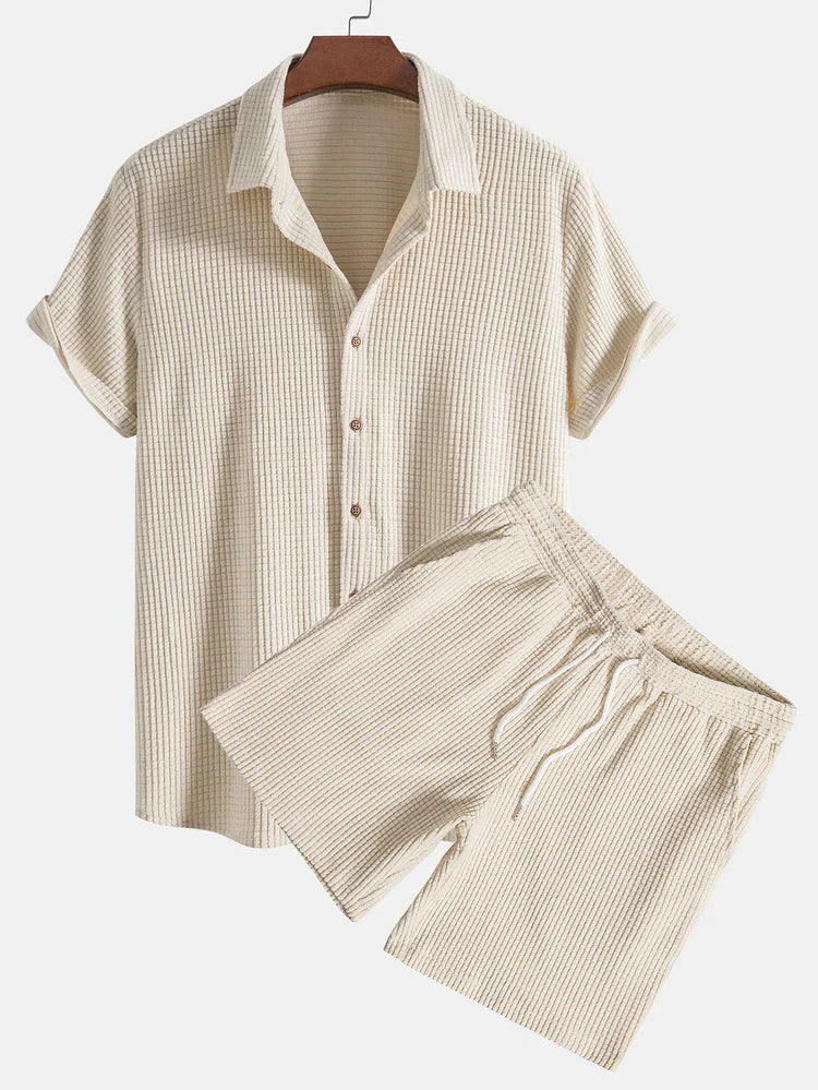 Andries – Set voor heren met relaxed ribpatroon – Katoen / Polymix – Lente / Zomer