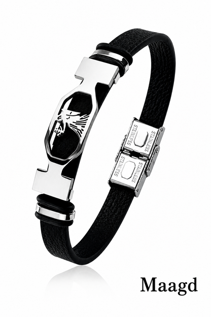 Kosmo – 12 Sterrenbeelden Heren Armband – PU Leer & RVS – Zelf Verstelbaar