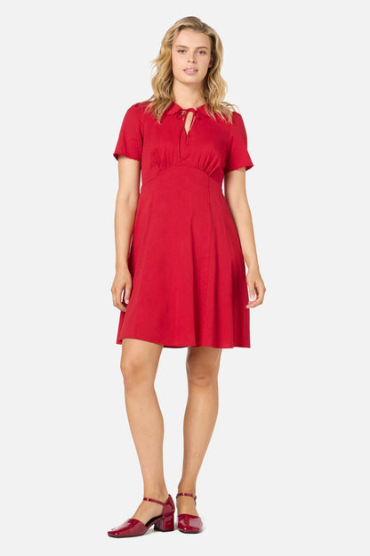 Beaudine - Dames midi jurk met korte mouwen - Katoenmix - Lente / Zomer