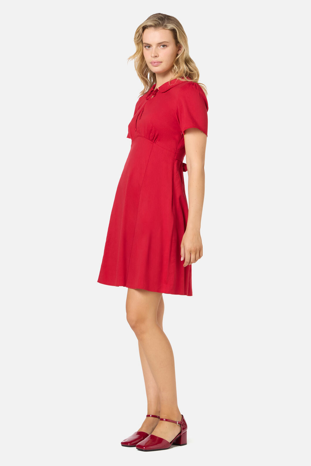 Beaudine - Dames midi jurk met korte mouwen - Katoenmix - Lente / Zomer