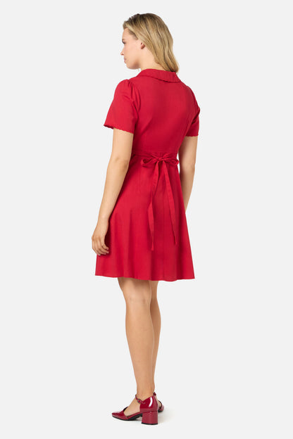 Beaudine - Dames midi jurk met korte mouwen - Katoenmix - Lente / Zomer