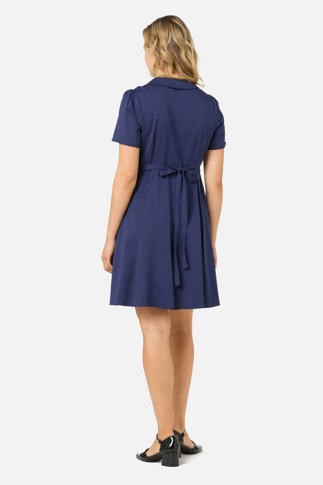 Beaudine - Dames midi jurk met korte mouwen - Katoenmix - Lente / Zomer