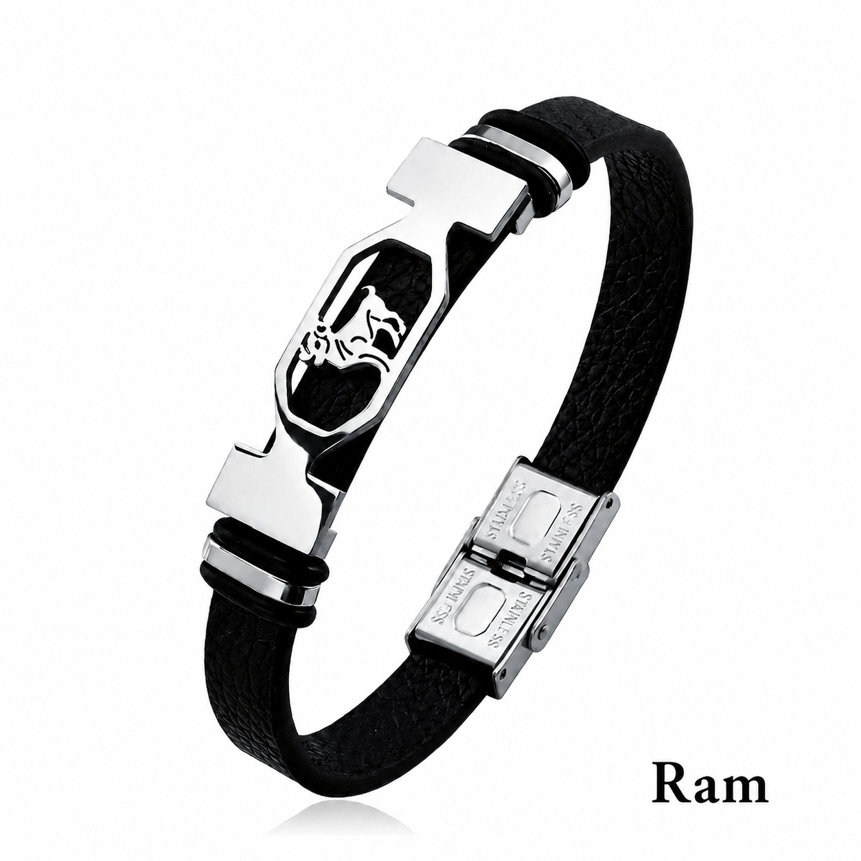 Kosmo – 12 Sterrenbeelden Heren Armband – PU Leer & RVS – Zelf Verstelbaar