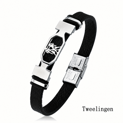 Kosmo – 12 Sterrenbeelden Heren Armband – PU Leer & RVS – Zelf Verstelbaar