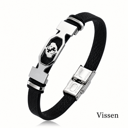 Kosmo – 12 Sterrenbeelden Heren Armband – PU Leer & RVS – Zelf Verstelbaar
