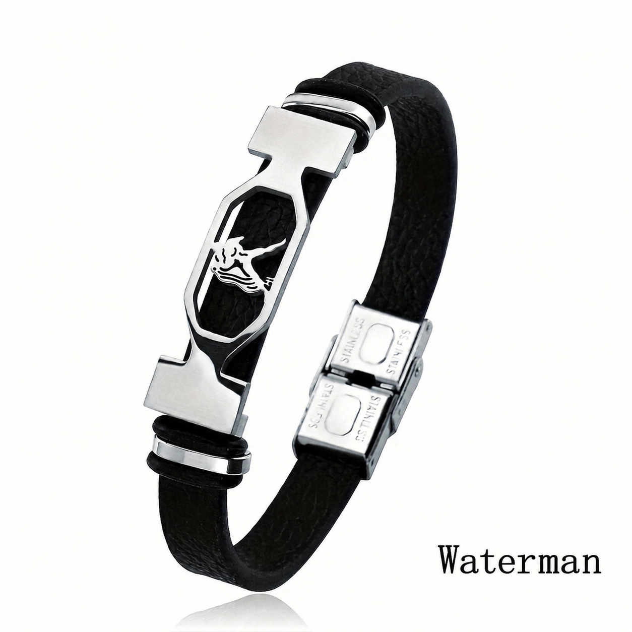 Kosmo – 12 Sterrenbeelden Heren Armband – PU Leer & RVS – Zelf Verstelbaar
