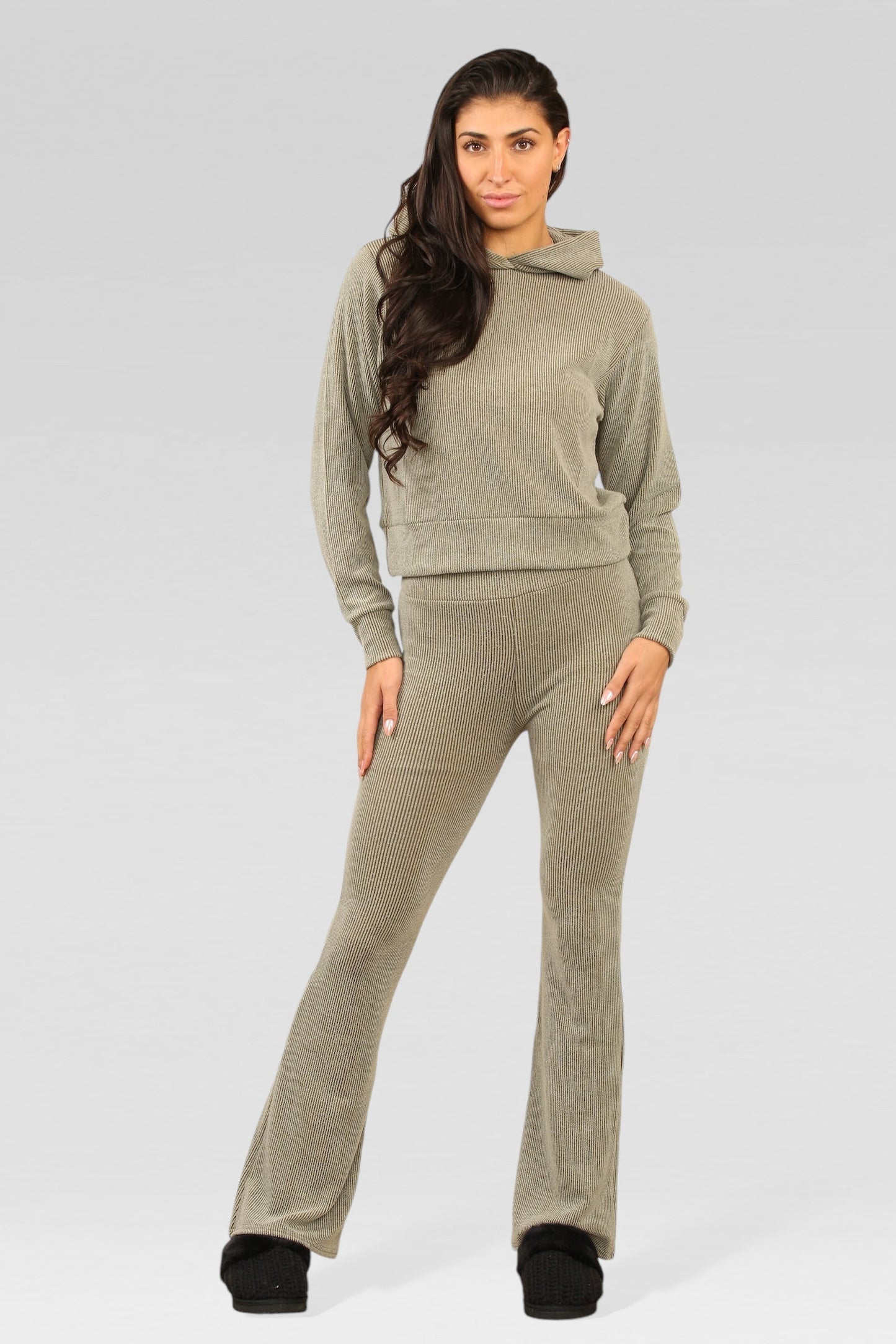 Hailay - Dames geribbelde loungewear set met hoodie - Polyester - Alle Seizoenen