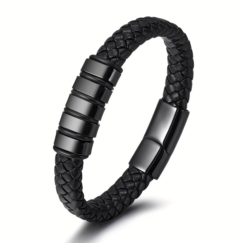 Fidel – Luxe gevlochten herenarmband – PU-leer & magnetische sluiting – Alle seizoenen