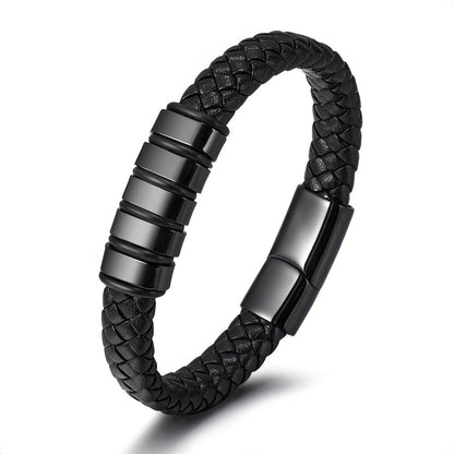 Fidel – Luxe gevlochten herenarmband – PU-leer & magnetische sluiting – Alle seizoenen