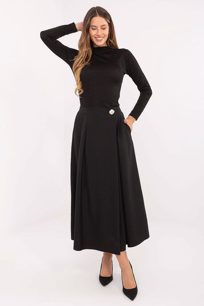 Gerdine - Dames midi-rok met geplooide voorkant – Polymix – Lente / Zomer