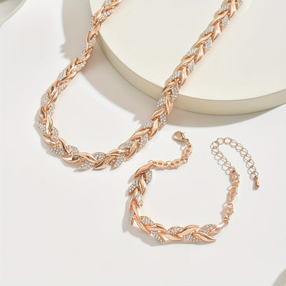 Raina – Dames sieradenset – Ketting en armband – Bladschakel design – Luxe afwerking