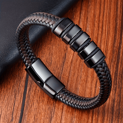 Fidel – Luxe gevlochten herenarmband – PU-leer & magnetische sluiting – Alle seizoenen