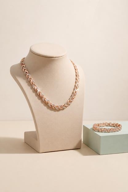 Raina – Dames sieradenset – Ketting en armband – Bladschakel design – Luxe afwerking