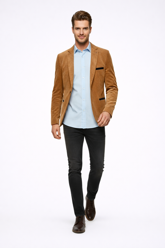 Bastian – Corduroy blazer voor heren – Slim fit – Poly – Lente / Herfst