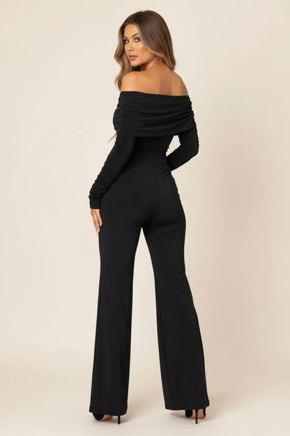 Mabel – Dames jumpsuit met V-hals en flared pijpen – Polyester – Alle seizoenen