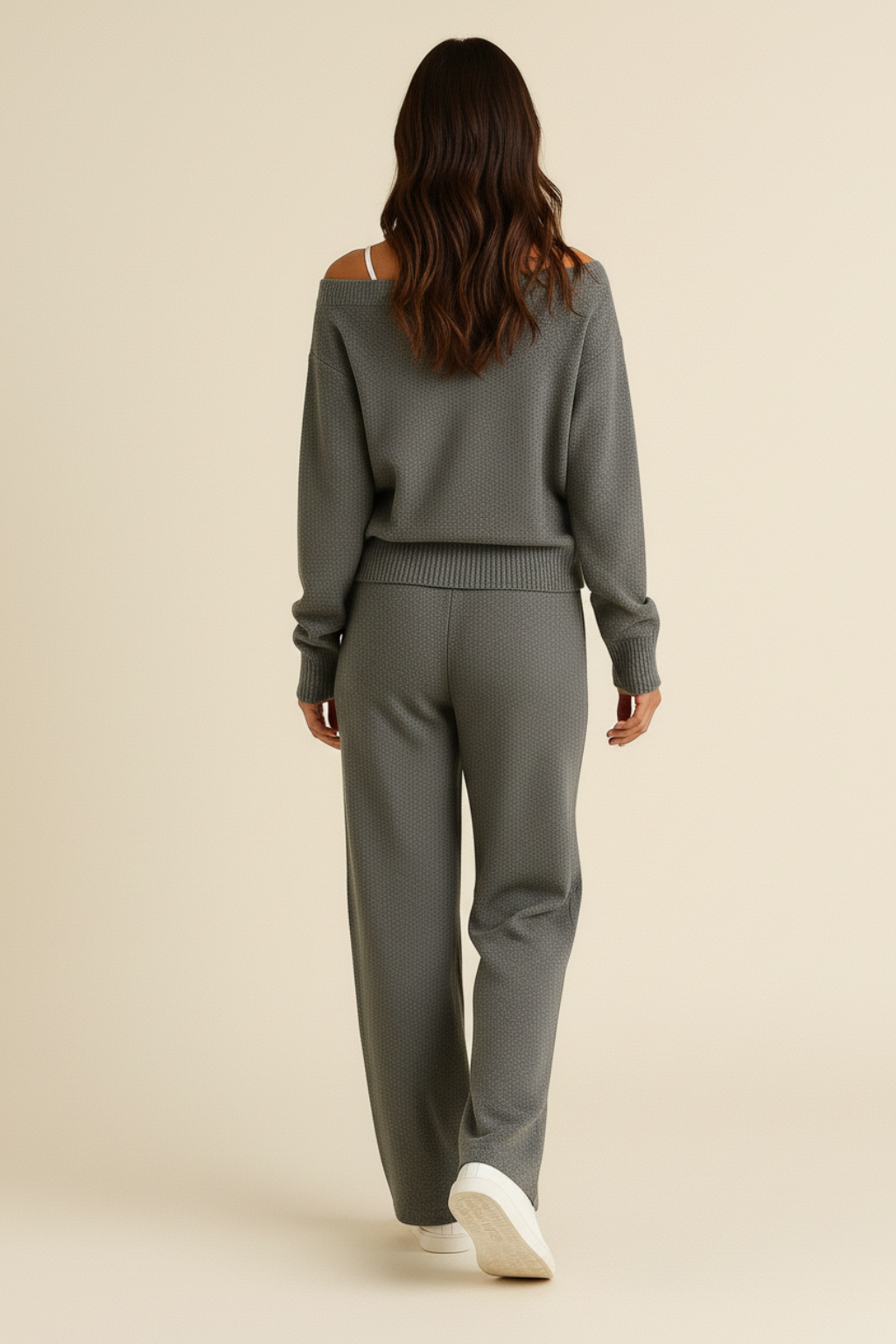 Valerie – Dames lounge-set met V-hals – Gebreide polymix – Herfst / Lente