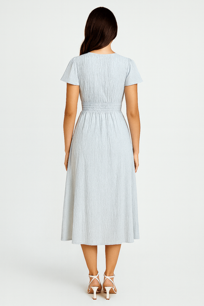 Macarena – Dames Maxi-Jurk met Knoopsluiting - Polymix - Lente / Zomer