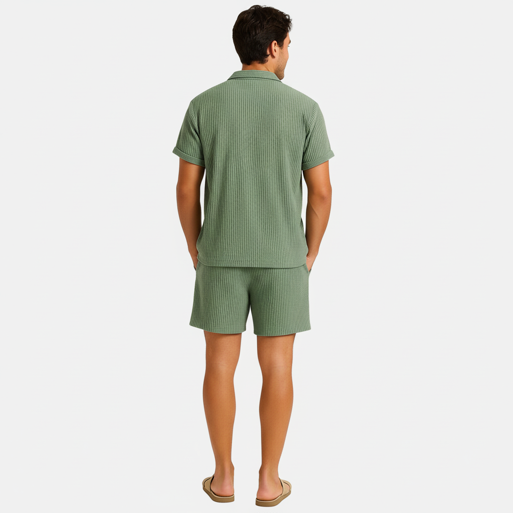 Andries – Set voor heren met relaxed ribpatroon – Katoen / Polymix – Lente / Zomer