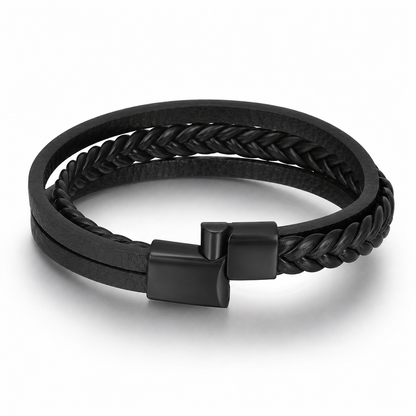 Melicio – Meerlaagse herenarmband van PU-leer – Gevlochten design – Alle seizoenen